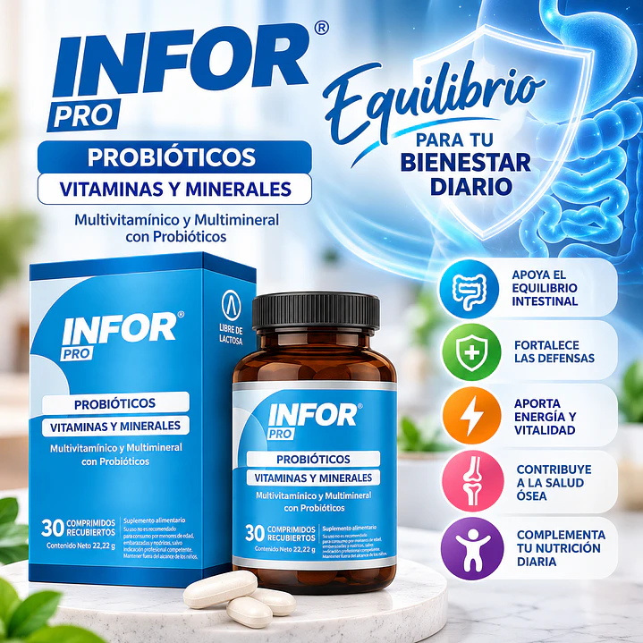 Infor Pro Probioticos Vitaminas Minerales X30 Comp Pack X3 4