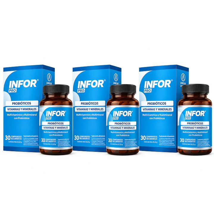 Infor Pro Probioticos Vitaminas Minerales X30 Comp Pack X3 1