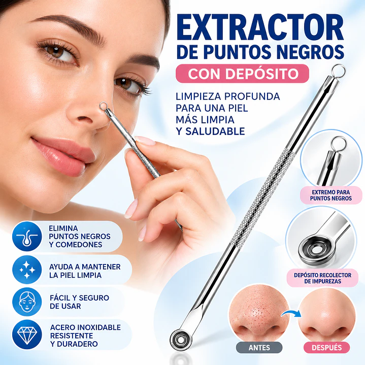 Aguja Para Acne Extractor De Puntos Negros Con Deposito 5