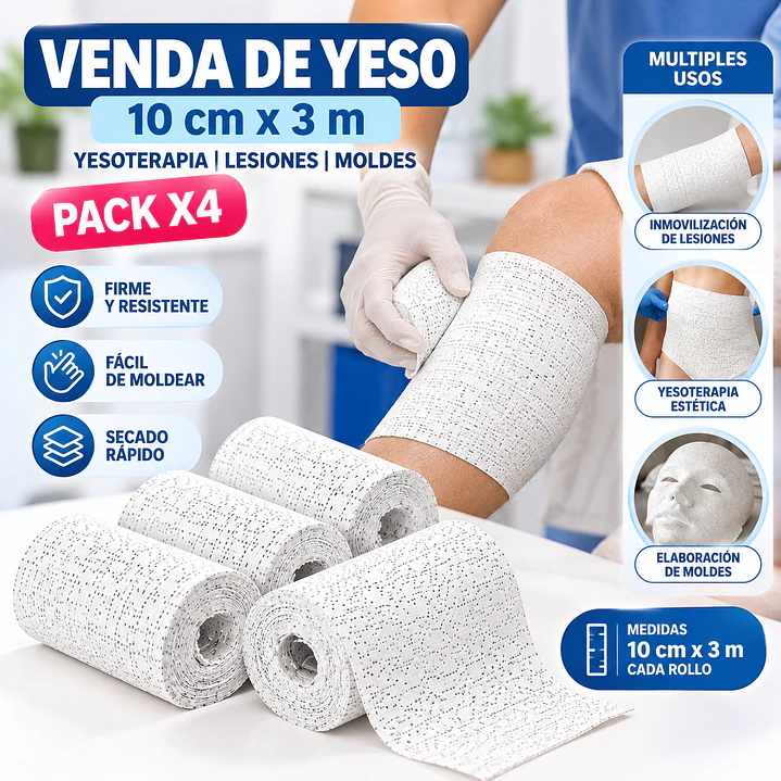 Venda De Yeso 10cmx3m Yesoterapia Lesiones Moldes Pack X5 6