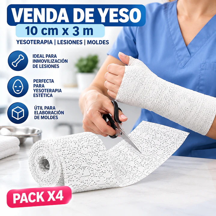Venda De Yeso 10cmx3m Yesoterapia Lesiones Moldes Pack X10 3