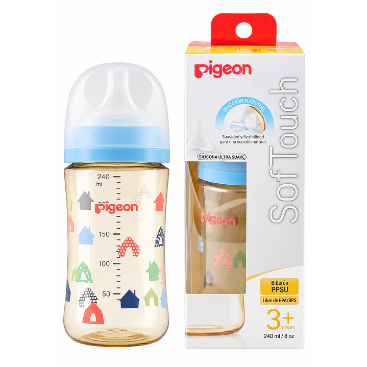 Biberón Softouch Pigeon Ppsu 240ml House Color Azul Claro 1