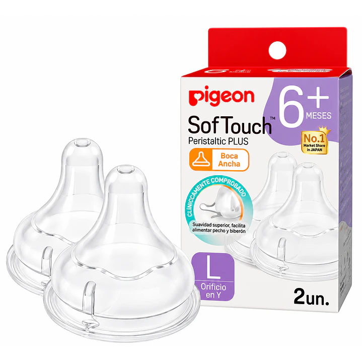 Tetinas Pigeon Softouch M +6M Flujo Y 2 Unidades 1