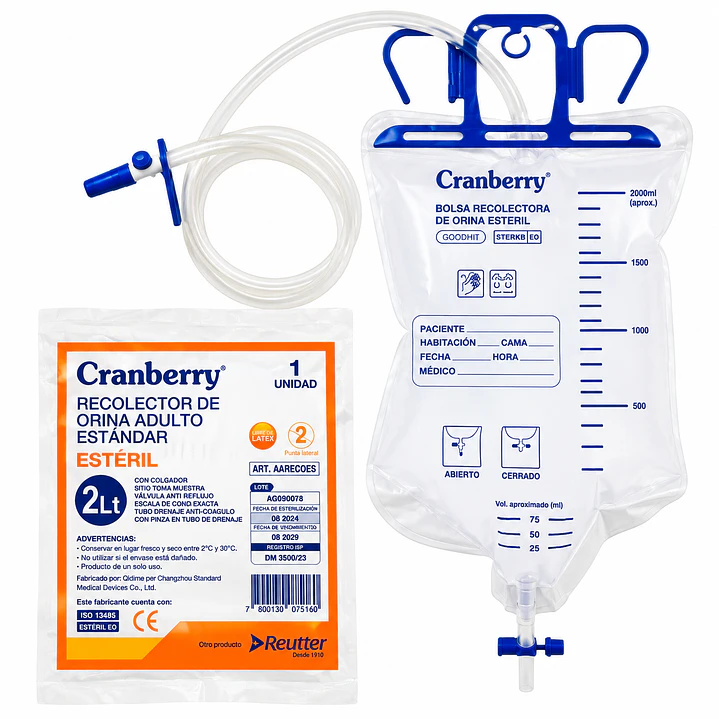 Bolsa Recolectora de Orina Adulto 2 Litros Cranberry Estándar Caja X100 2