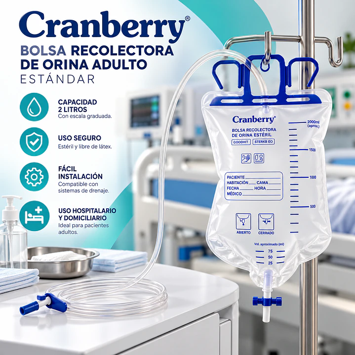 Bolsa Recolectora de Orina Adulto 2 Litros Cranberry Estándar Caja X100 6