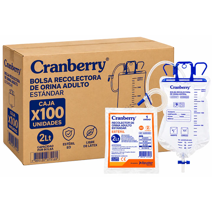 Bolsa Recolectora de Orina Adulto 2 Litros Cranberry Estándar Caja X100 1