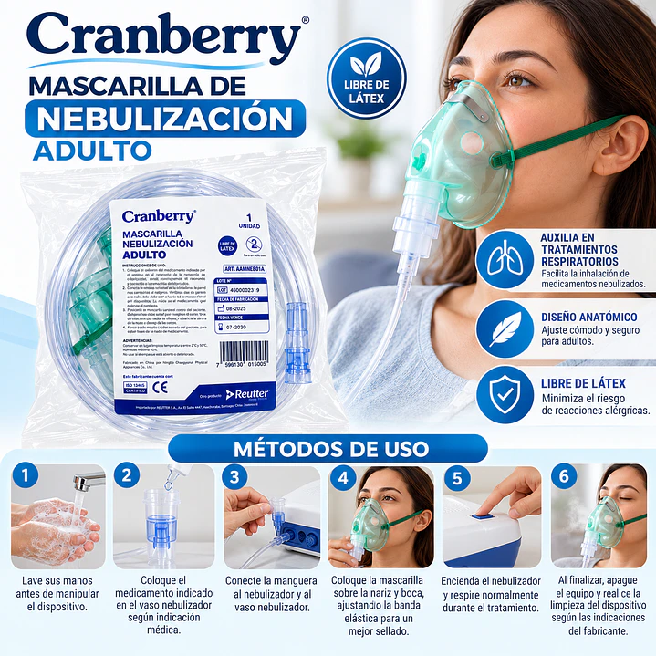 Mascarilla de Nebulización para Adulto Cranberry Pack X25  4