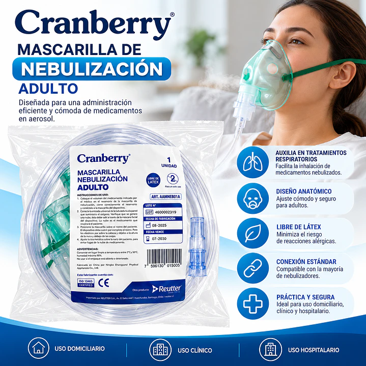 Mascarilla de Nebulización para Adulto Cranberry Pack X25  6