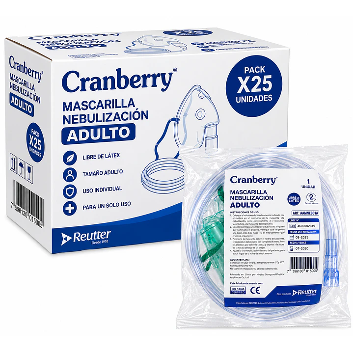 Mascarilla de Nebulización para Adulto Cranberry Pack X25  1