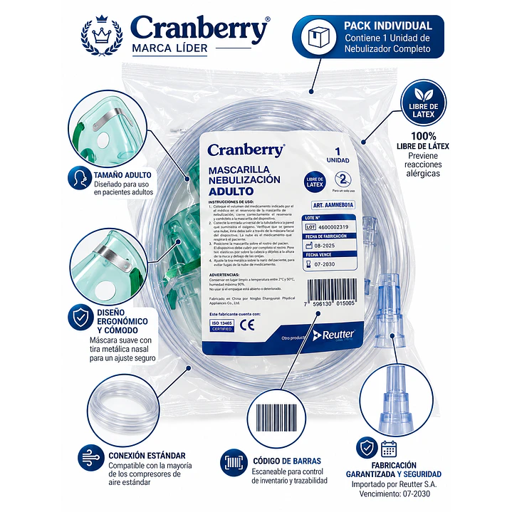 Mascarilla de Nebulización para Adulto Cranberry Caja X50 3