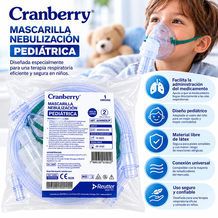 Mascarilla de Nebulización Pediátrica Cranberry Pack X50 3