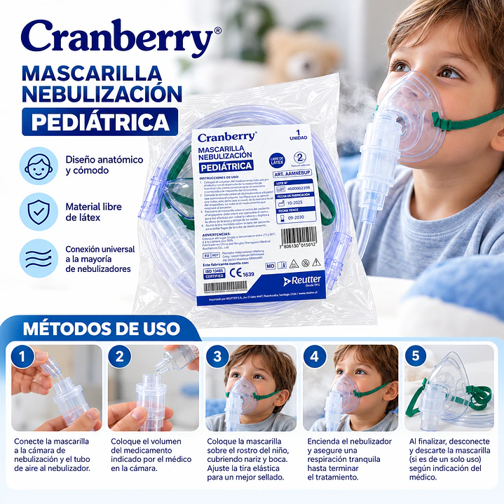 Mascarilla de Nebulización Pediátrica Cranberry Pack X50 5