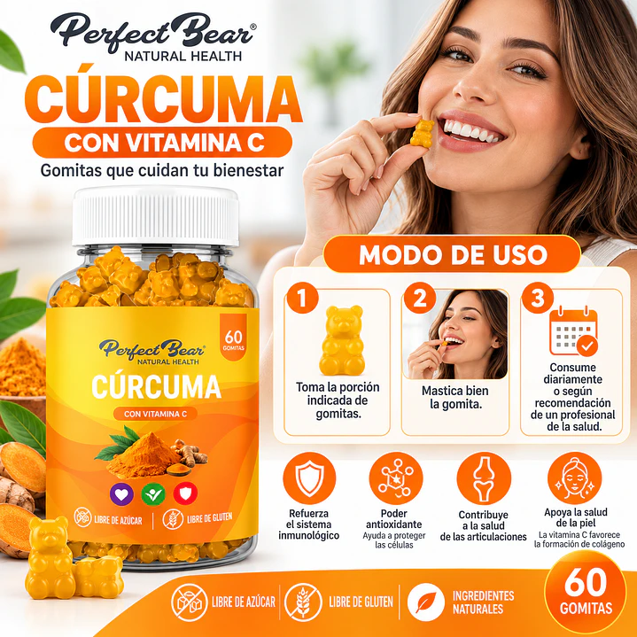 Cúrcuma con Vitamina C Perfect Bear 60 Gomitas 4