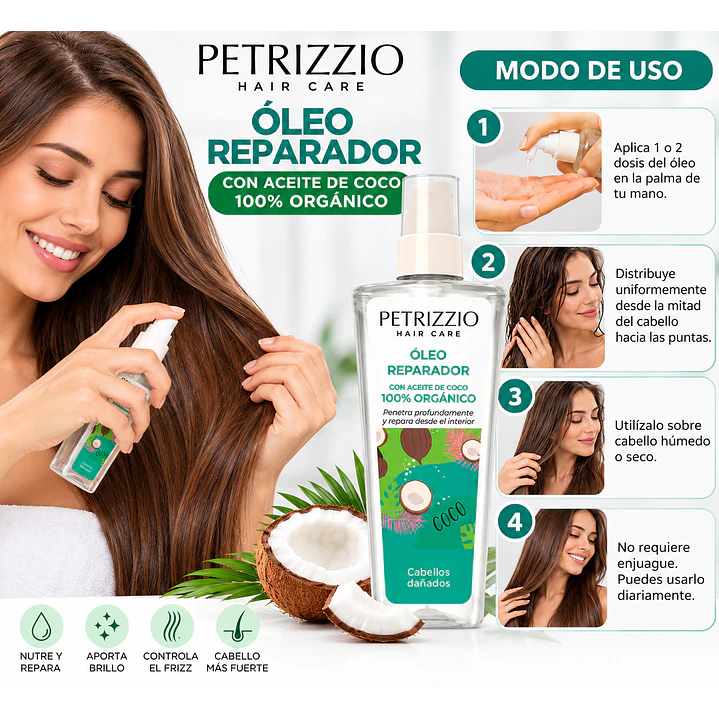 PETRIZZIO OLEO CAPILAR COCO 100ML 3