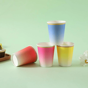 Vaso de Papel con Borde Amarillo – Diseño Degradado