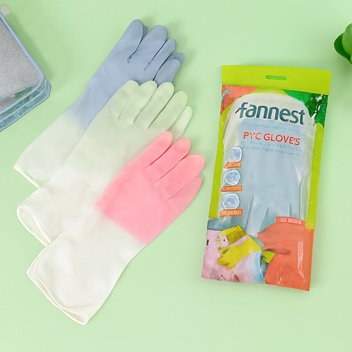 Guantes largos de PVC colores pastel  1