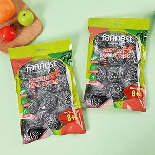 Virutillas de acero inoxidable Fannest – Pack 8 + 1 piezas