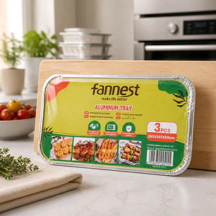 3 Bandejas rectangular de papel de aluminio, 31*20*5cm, 20 g/unidad, con tapa de papel. Precio por menor $1.800.- Precio por mayor $1.250.- (Desde 6 unidades)