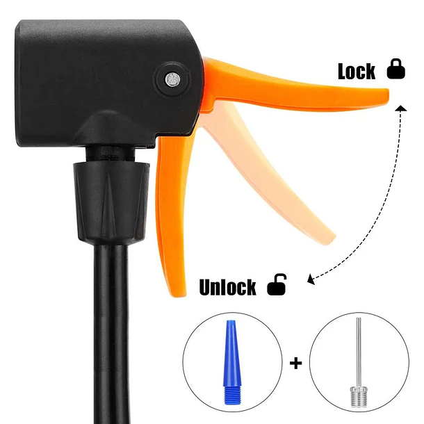 Bombin Inflador Pie C/medidor Doble Valvula Bicicleta 4