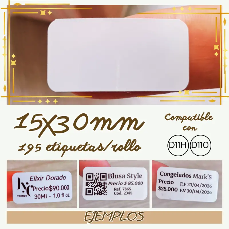 Rollo etiquetas NIIMBOT 15x30mm blanco