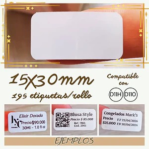 Rollo etiquetas NIIMBOT 15x30mm blanco