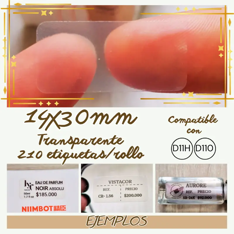 Rollo etiquetas NIIMBOT 14x30mm transparente