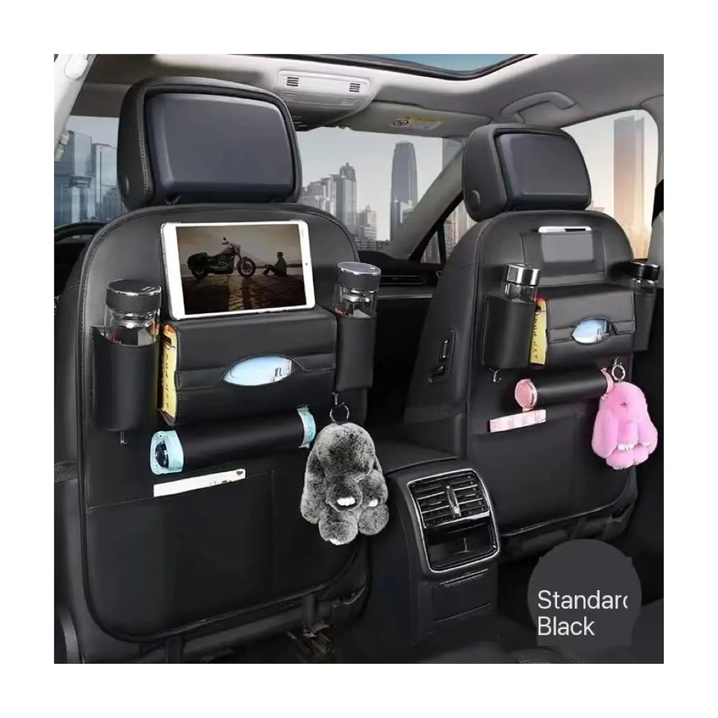 Organizador de Asiento de Auto en Ecocuero Premium con Porta Tablet 4