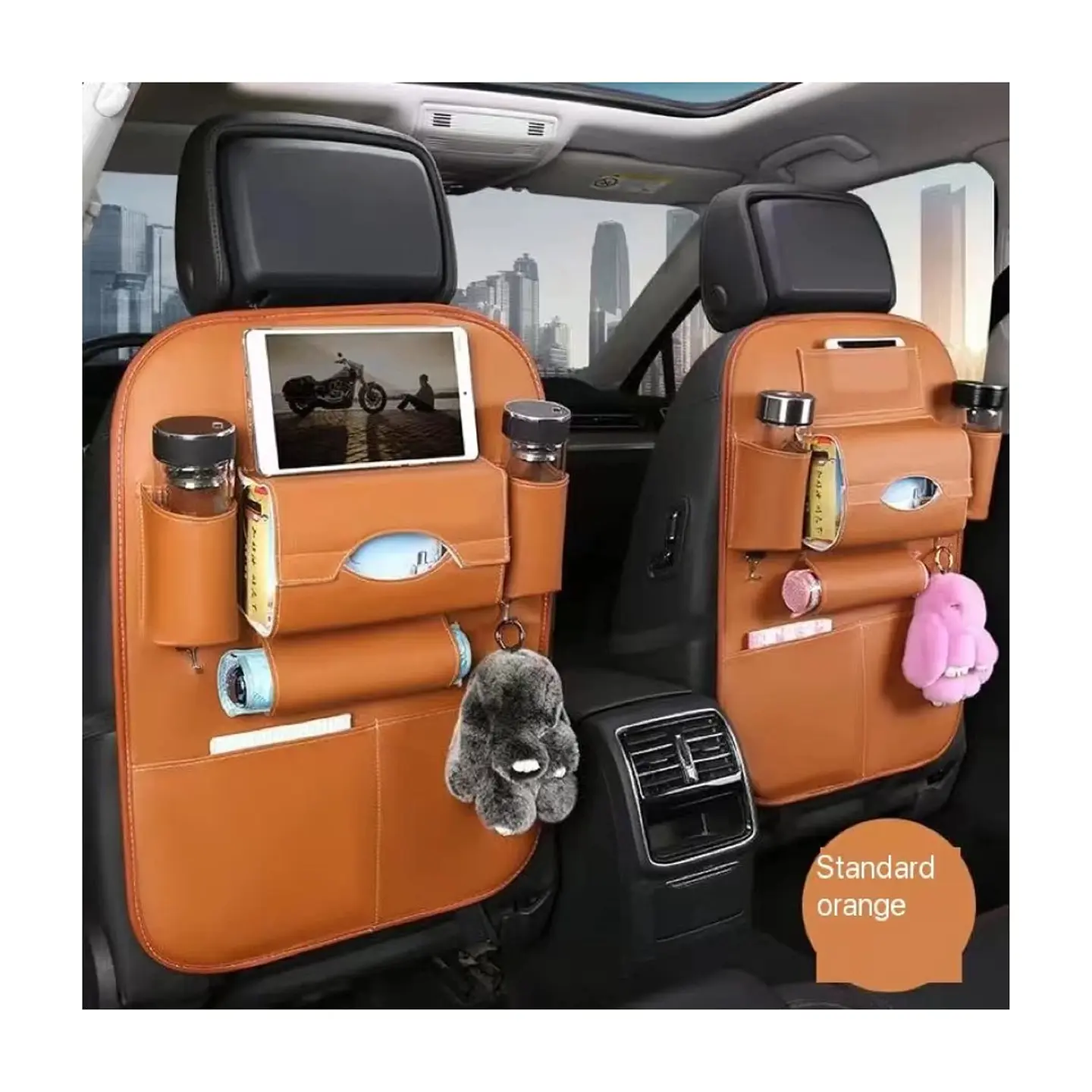 Organizador de Asiento de Auto en Ecocuero Premium con Porta Tablet 5