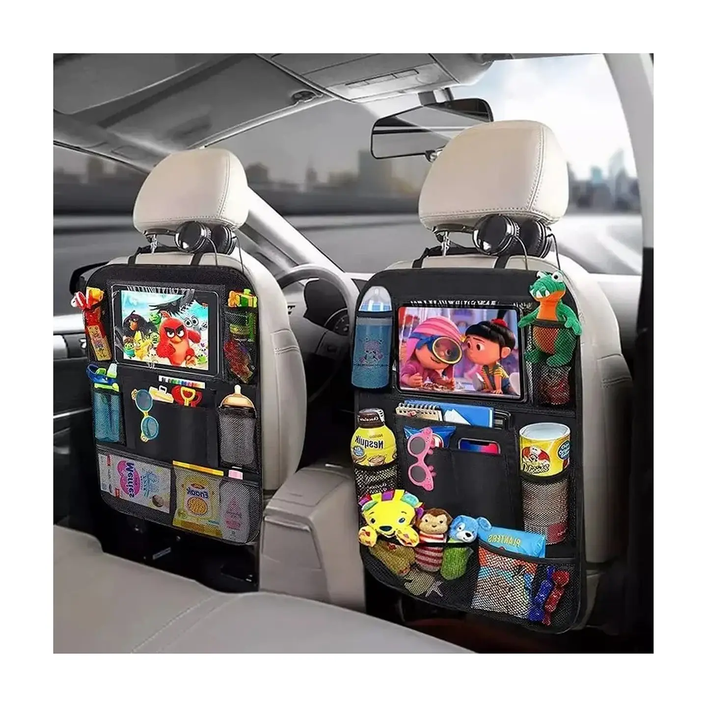 Organizador de Auto para Asiento Trasero con Bolsillo Táctil para Tablet 6