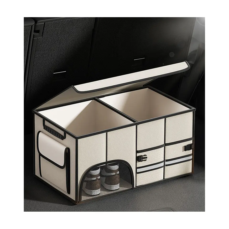 Caja Organizadora de Maletero 72L con Compartimento para Zapatos y Tapa 2
