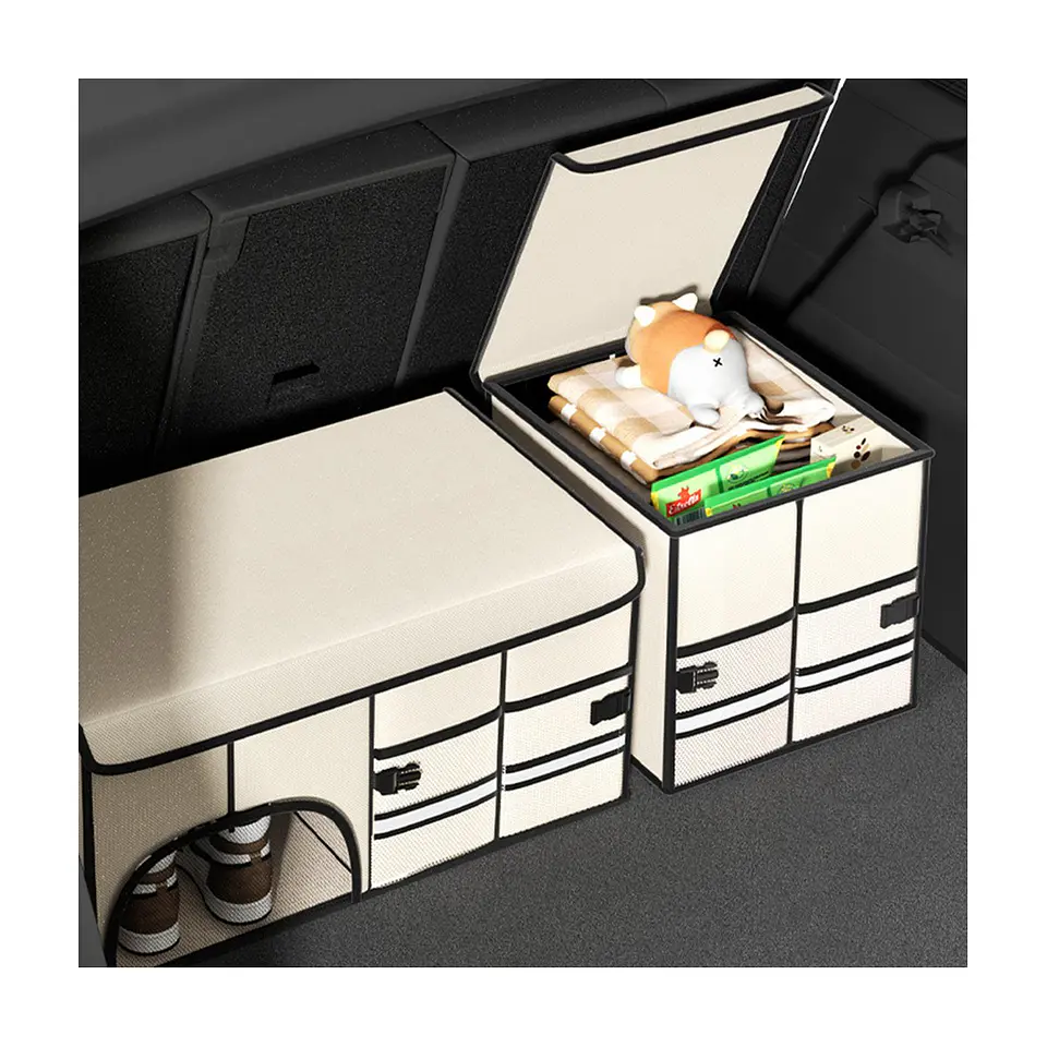 Caja Organizadora de Maletero 72L con Compartimento para Zapatos y Tapa 3