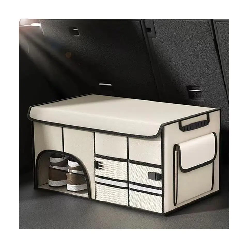 Caja Organizadora de Maletero 72L con Compartimento para Zapatos y Tapa 5