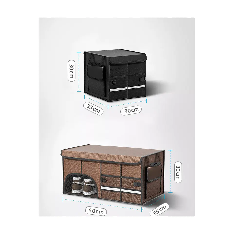 Caja Organizadora de Maletero 72L con Compartimento para Zapatos y Tapa 8