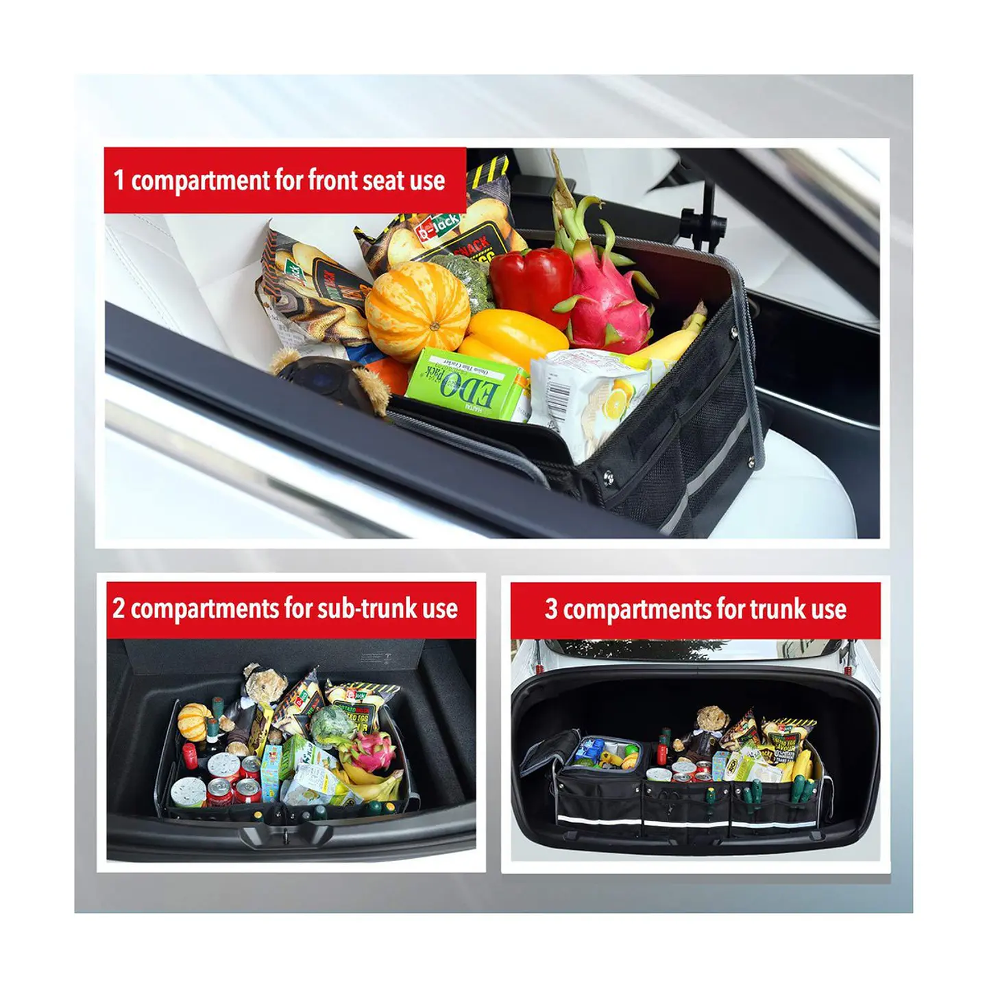 Organizador de Maletero Plegable con Bolso Térmico Cooler Integrado 5