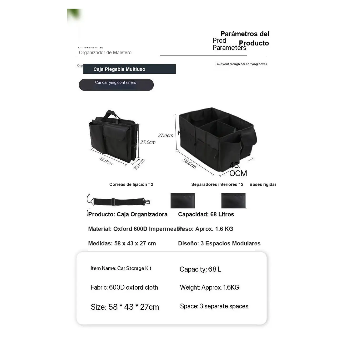 Caja Organizadora de Maletero Plegable e Impermeable Multiuso 2