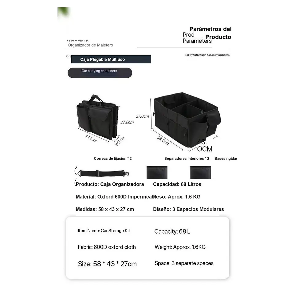 Caja Organizadora de Maletero Plegable e Impermeable Multiuso 2