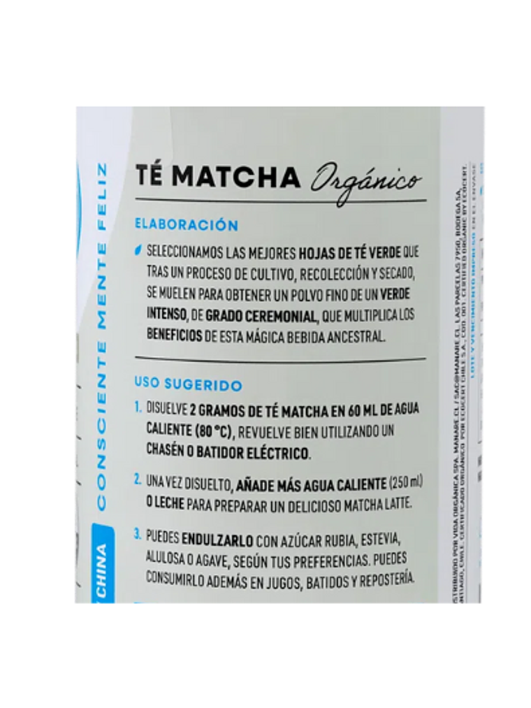 Matcha manare 100g Organico y Puro 2