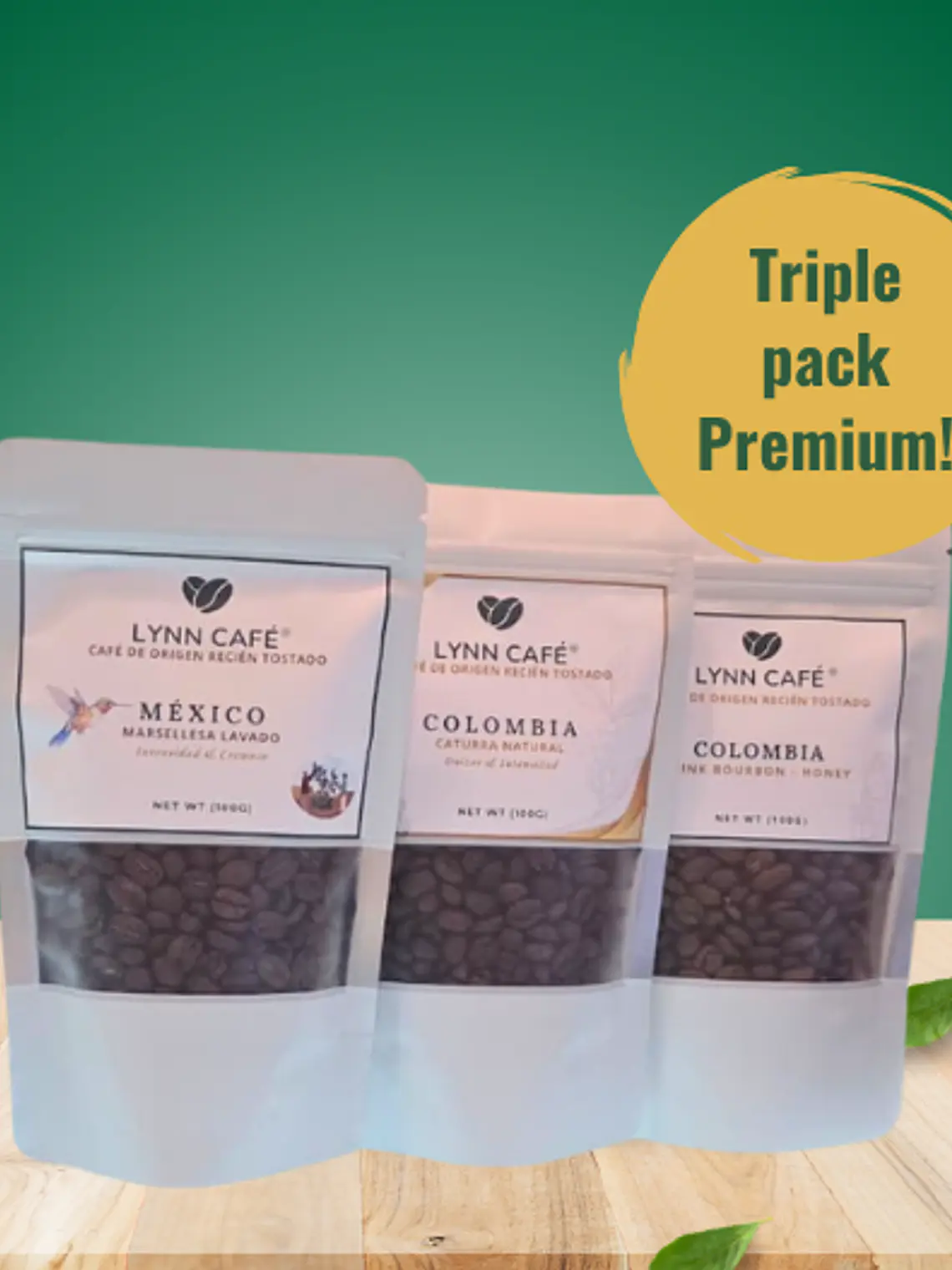 Triple pack premium (Mexico + Colombia) 3 paquetes de 100 gramos  1