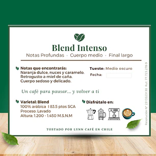 Café de Especialidad Bolivia Blend Intenso · Dulzor a miel de caña  · 100g