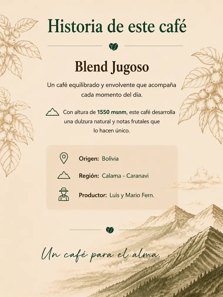 Café de Especialidad Bolivia Blend Jugoso | Dulce, Persistente y Elegante | 100g 5