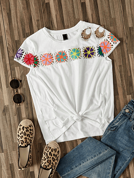 Blusa bordada mexicana flores