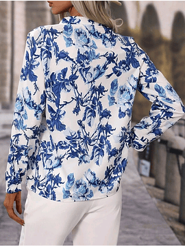Camisa estampado flores azules