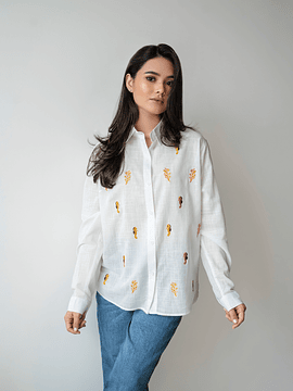 Camisa bordada caballitos y algas