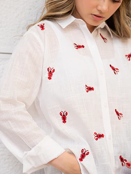 Camisa bordada langostas