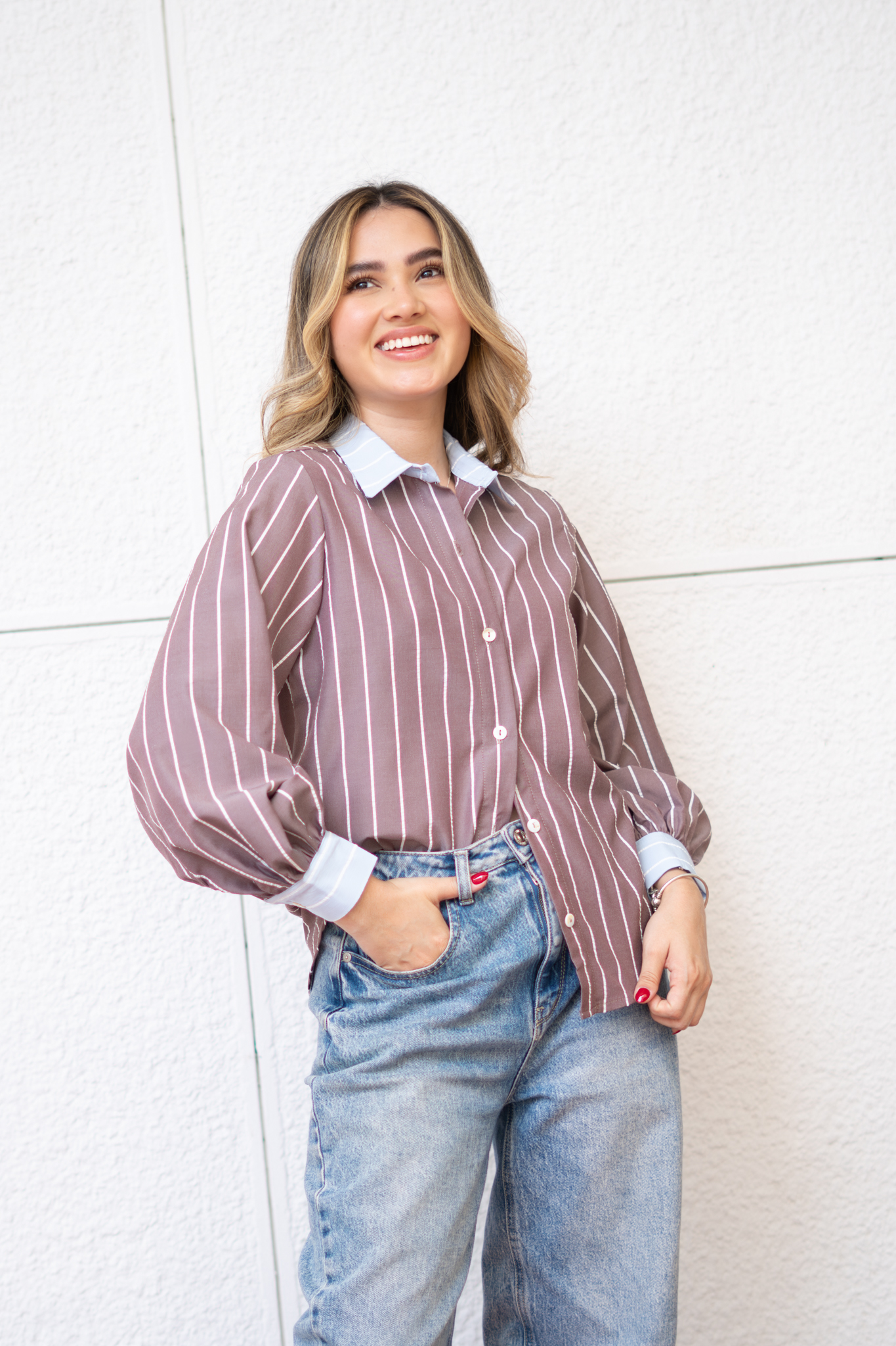 Camisa rayas caffe mocha