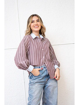 Camisa rayas caffe mocha