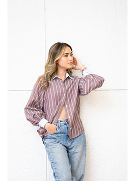 Camisa rayas caffe mocha