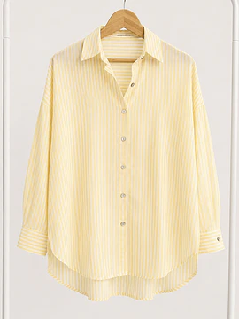Camisa oversized rayitas mantequilla 