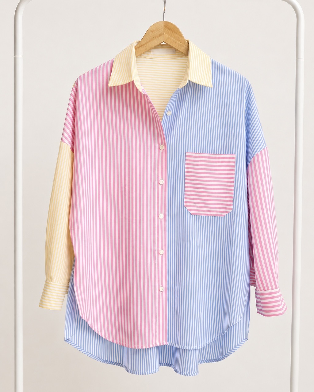 Camisa oversized rayitas multicolor 