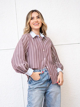 Camisa rayas caffe mocha